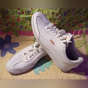 Puma Astro Cup Low Leather Trainers UK8.5/US9.5/EU42.5 White And Gold